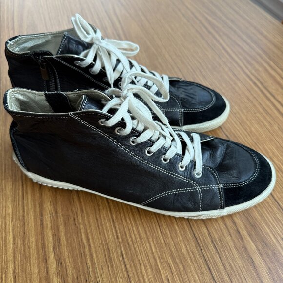 Spingle Move Japan Leather Zip High Tops | Black | Men’s 10–10.5 | Handmade - Picture 1 of 8